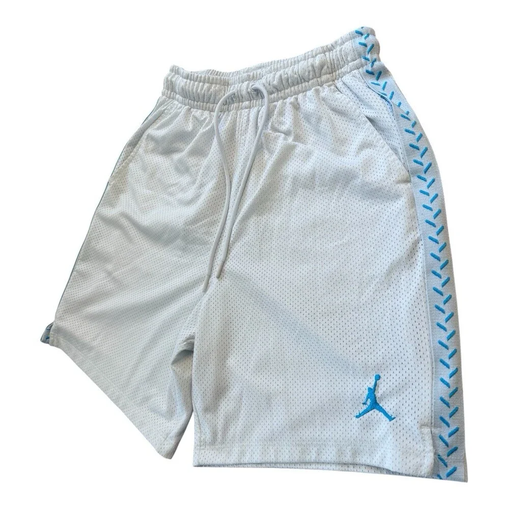 Jordan Brand White Mesh Shorts University Blue Side Stripe Jumpman Sz S